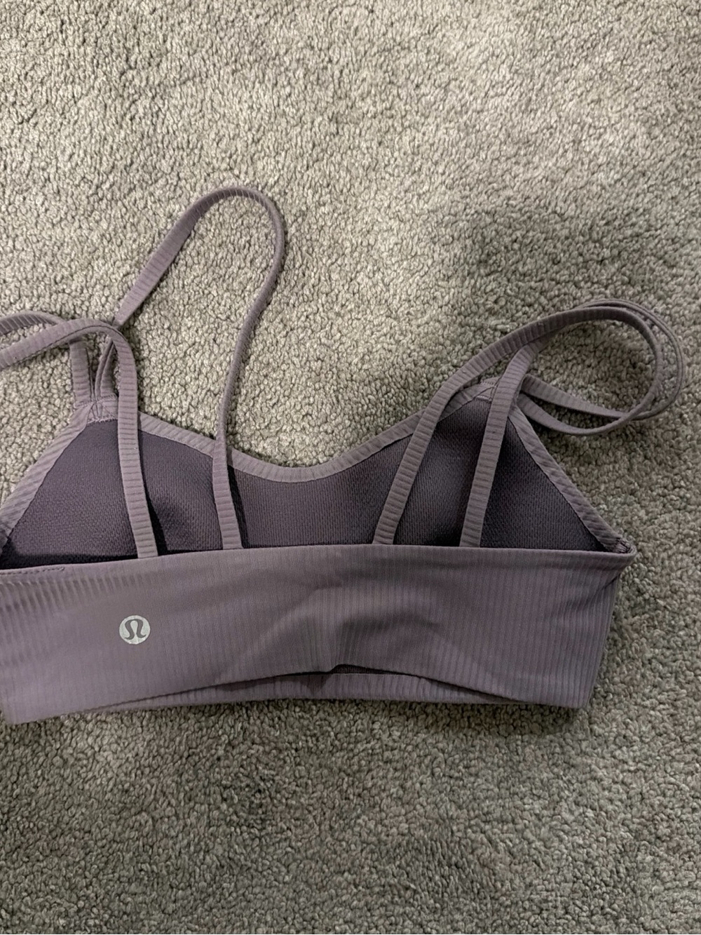 lululemon athletica Strappy Ribbed Sports Bra in Mauve Gray